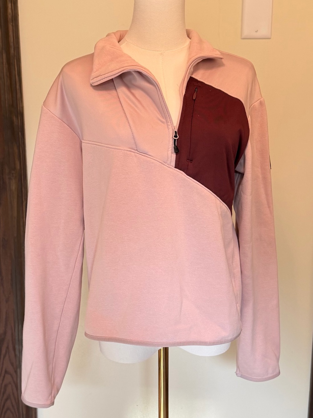 Columbia Pink and Burgundy Quarter-Zip Pullover